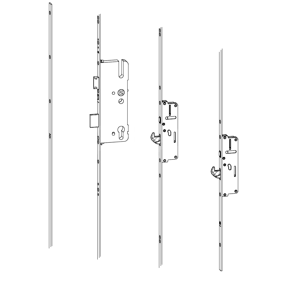 Roto C600 Keywind Multipoint Door Lock with 2 Hooks