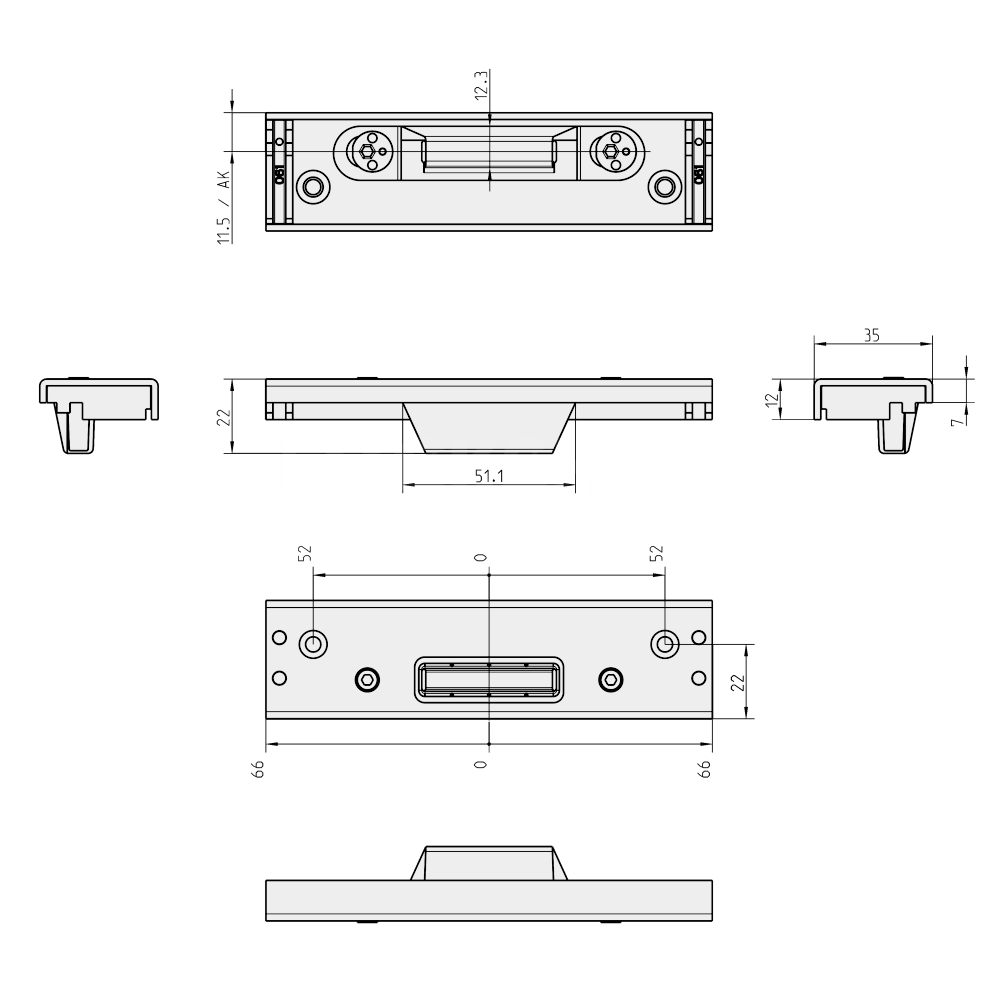 Dimensions Image: ROTO Hook Keep For System10 &amp; Halo 447314 - 132mm x 35mm
