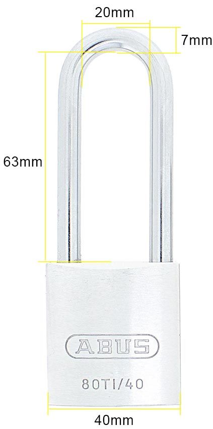 Dimensions Image: ABUS Titalium T80/40 Padlock with 63mm Long Shackle