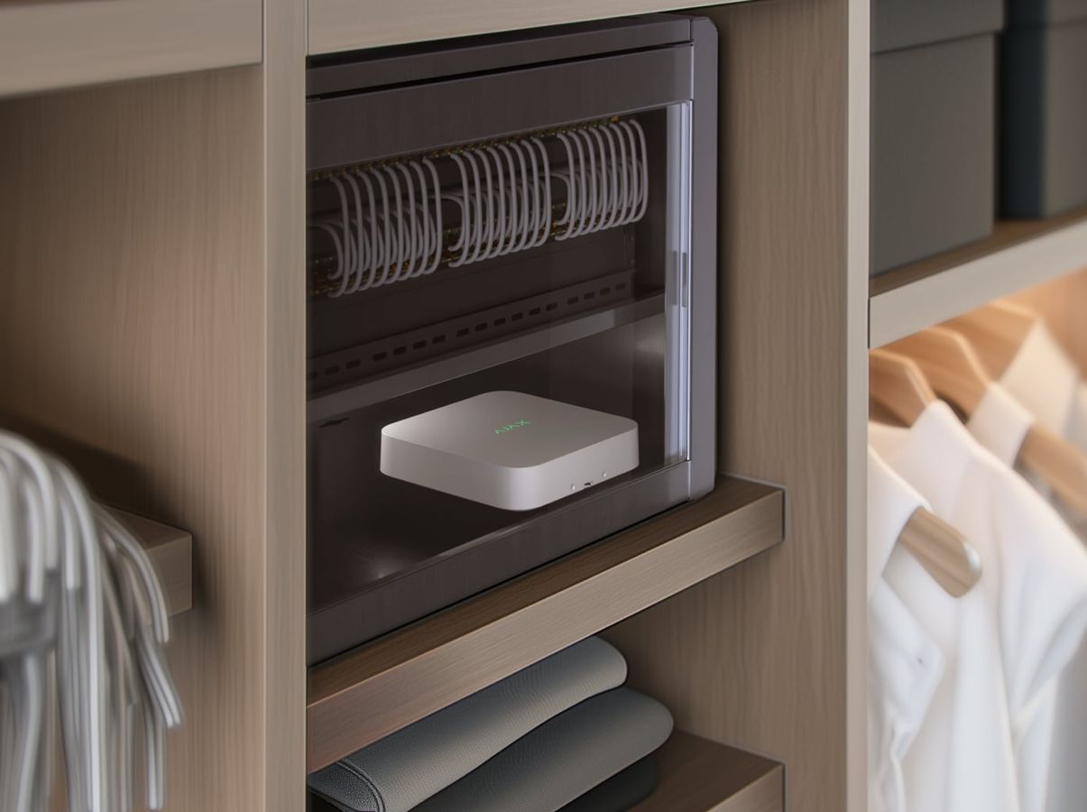 Ajax NVR placed in a domestic network cupboard