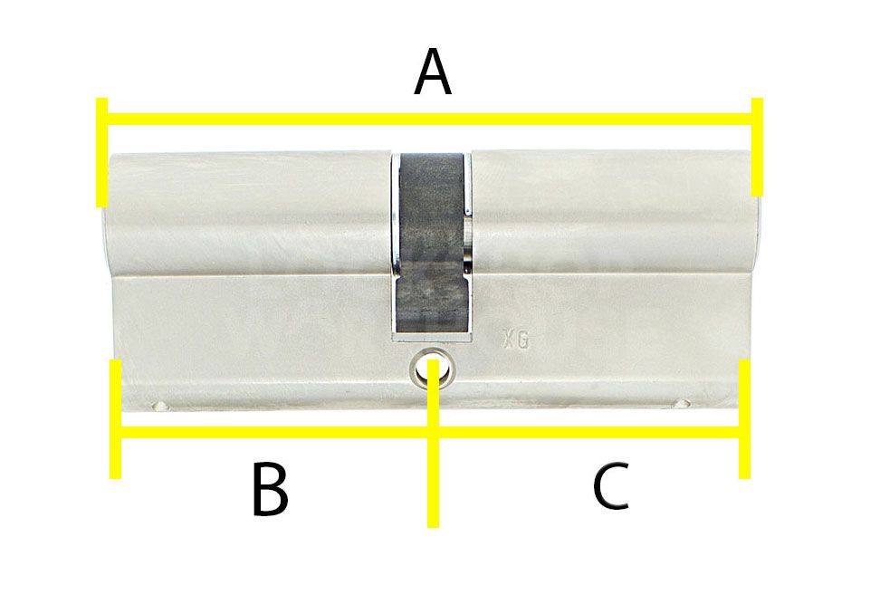 Dimensions Image: TSS - TS007 1 Star Kitemarked Euro Double Cylinders 6 pin