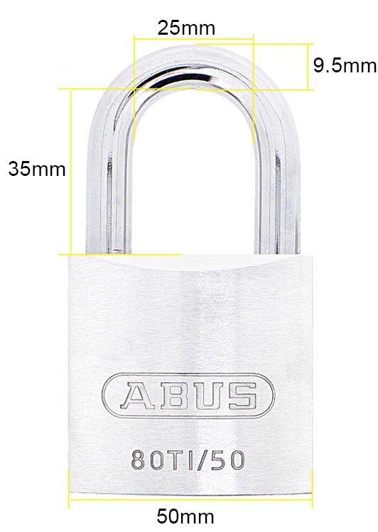 Dimensions Image: ABUS Titalium T80/50mm Padlock