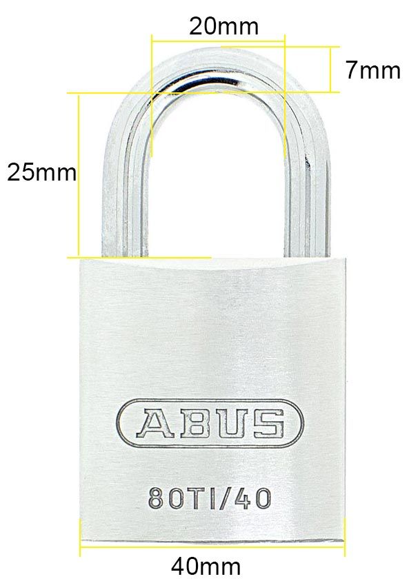 Dimensions Image: ABUS Titalium T80/40mm Padlock