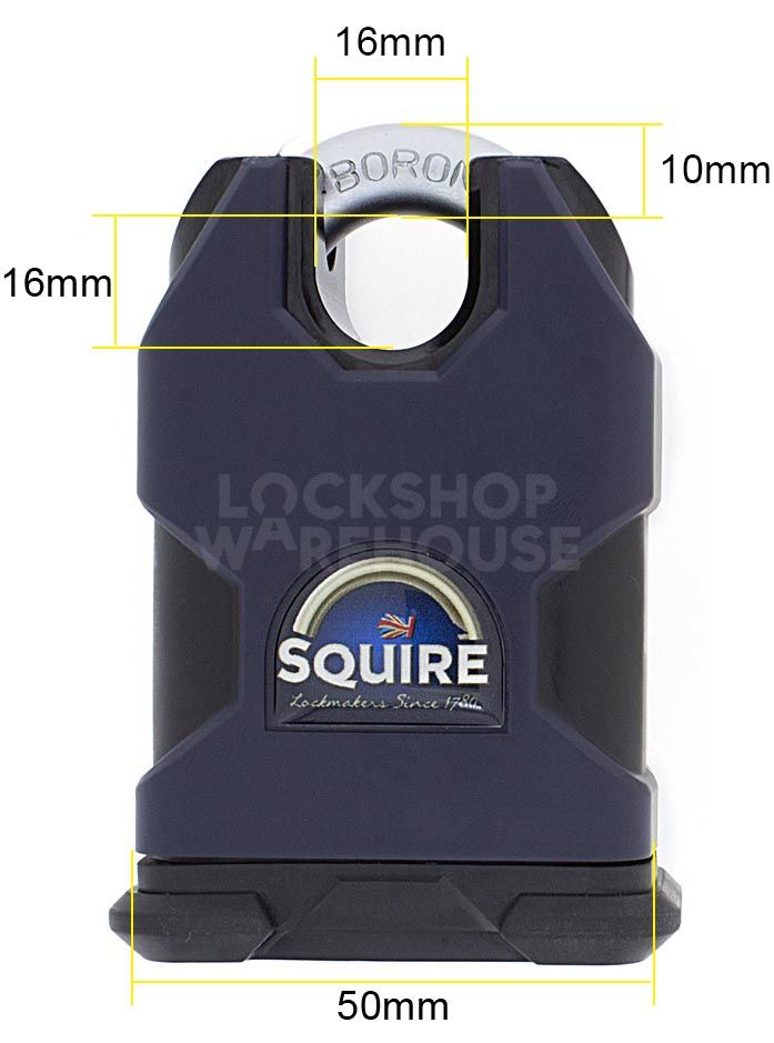 Dimensions Image: SQUIRE Stronghold® SS50CS Padlock with EVVA ICS key - Fully Protected key