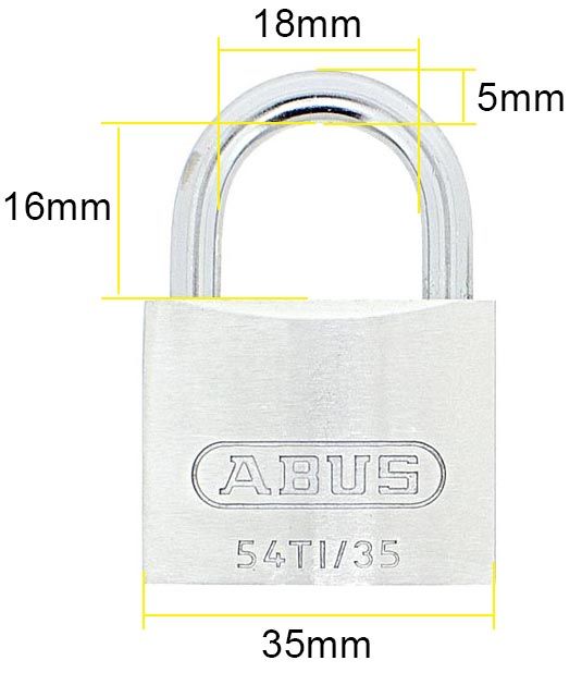 Dimensions Image: ABUS 54TI/35 Titalium Padlock