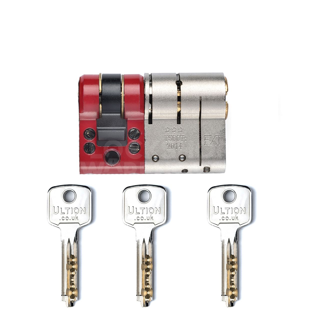 Dimensions Image: Ultion Euro 1/2 Cylinder - WXM Range 3 Star Plus Kitemarked TS007