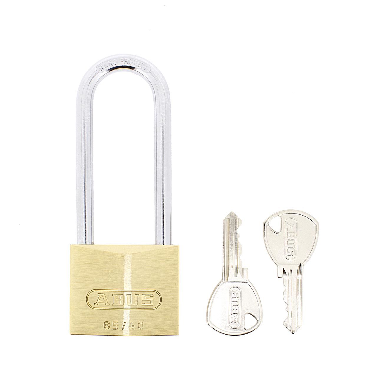 Dimensions Image: ABUS 65/40 Brass Padlock - 63mm Long Shackle