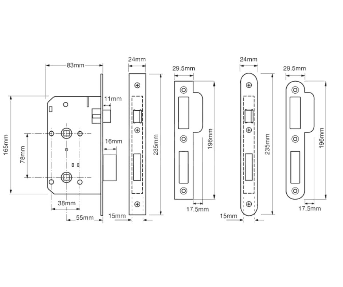Dimensions Image: UNION J2C27 DIN Bathroom Case