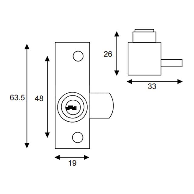 Dimensions Image: ERA 901 Metal Window Lock