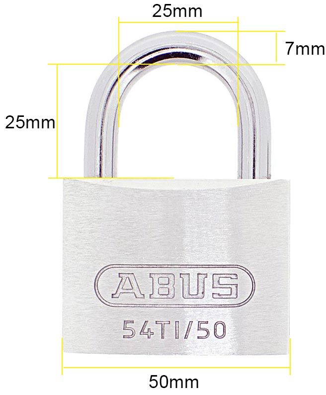 Dimensions Image: ABUS 54TI/50 Titalium Padlock