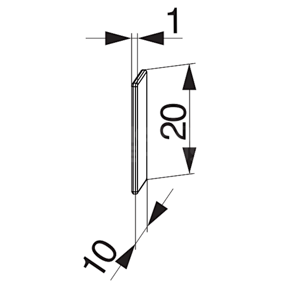 Dimensions Image: MACO M-TS Adhesive Magnetic Strip 10mm x 20mm x 1mm - Adhesive Magnet 373147