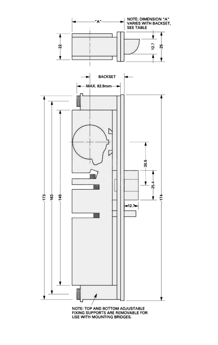 Dimensions Image: Adams Rite 4710 Deadlatch