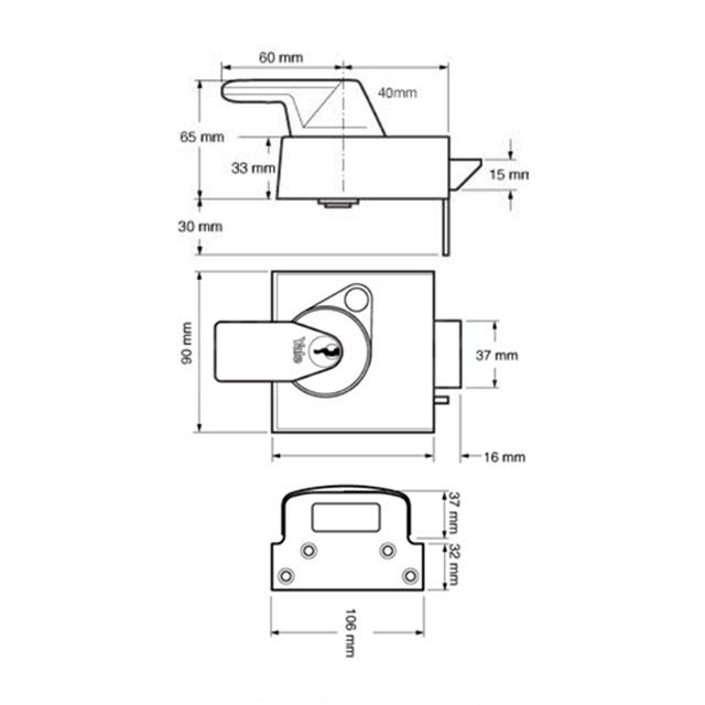 Dimensions Image: Yale PBS4 40mm Escape Nightlatch