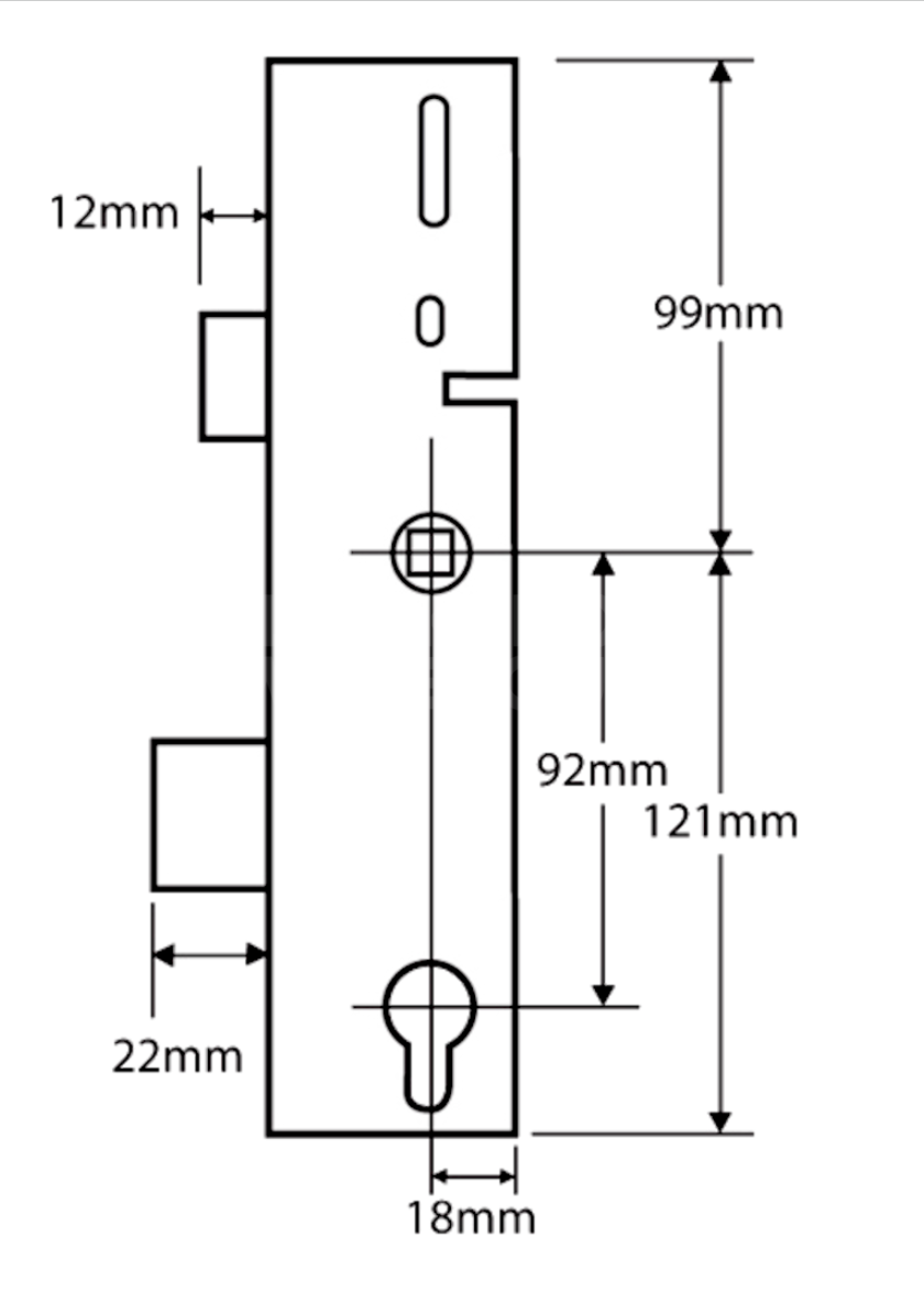 Dimensions Image: ERA Gearbox - 35mm Backset - Deadbolt