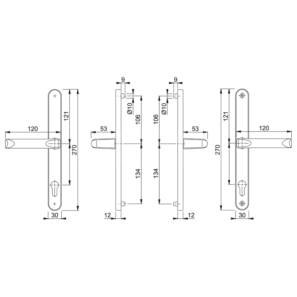 Dimensions Image: Hoppe London 113/3620N Lever Door Furniture