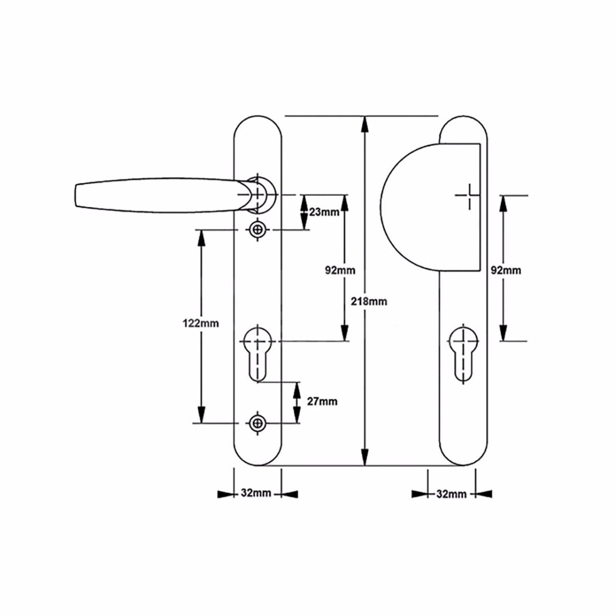 Gallery Image: Hoppe UPVC Lever - Fixed Pad handles 92mm centres