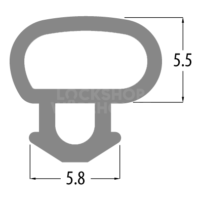 Dimensions Image: REDDIPLEX TPR 5.5mm Bubble Seal Gasket To Suit UPVC Doors &amp; Windows - 5.5mm