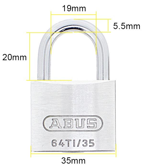 Dimensions Image: ABUS Titalium 64TI/35mm Padlock
