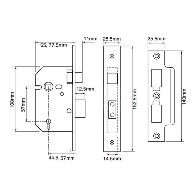 Dimensions Image: Union 2277 Sashlock