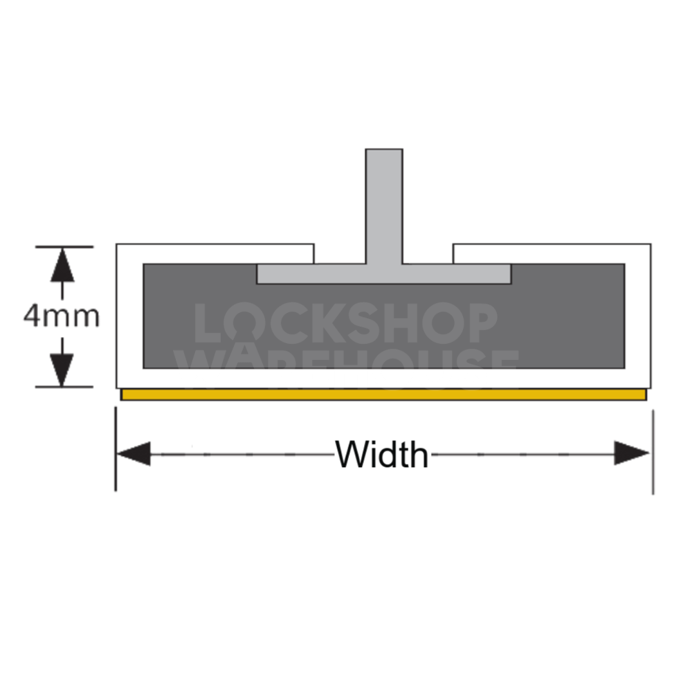 Dimensions Image: FIRESTOP Intumescent Strip 2.1m x 4mm Fire &amp; Smoke Single Fin Seal