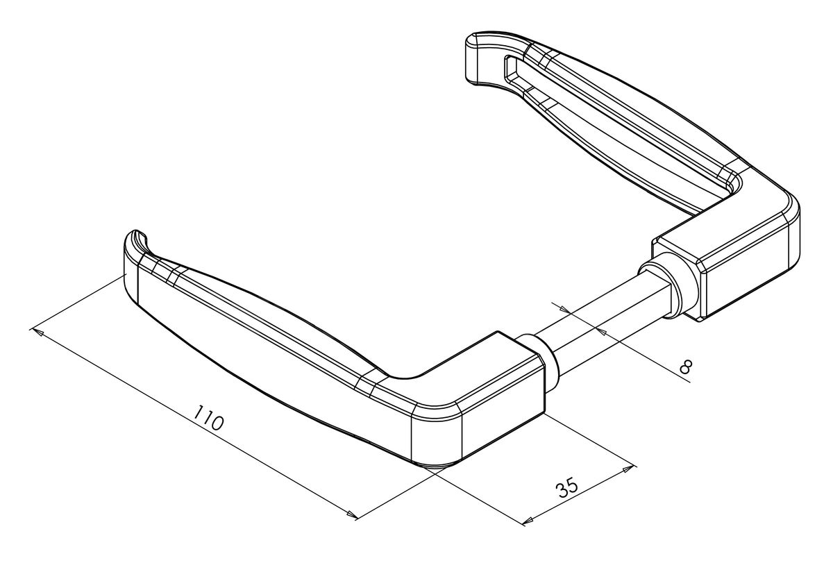 Dimensions Image: Gatemaster Modern Alloy Lever Gate Handle