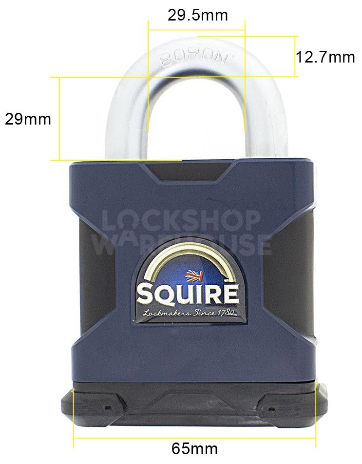 Dimensions Image: SQUIRE SS65S Stronghold® Open Shackle Padlock