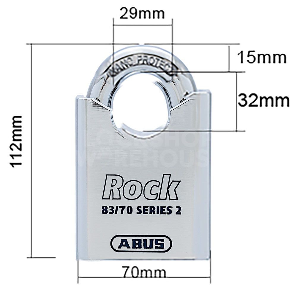 Dimensions Image: ABUS Pfaffenhain 83CS/70 Closed Shackle Padlock