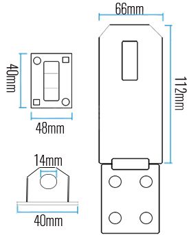Dimensions Image: ABUS 140/120 Diskus Hasp and Staple
