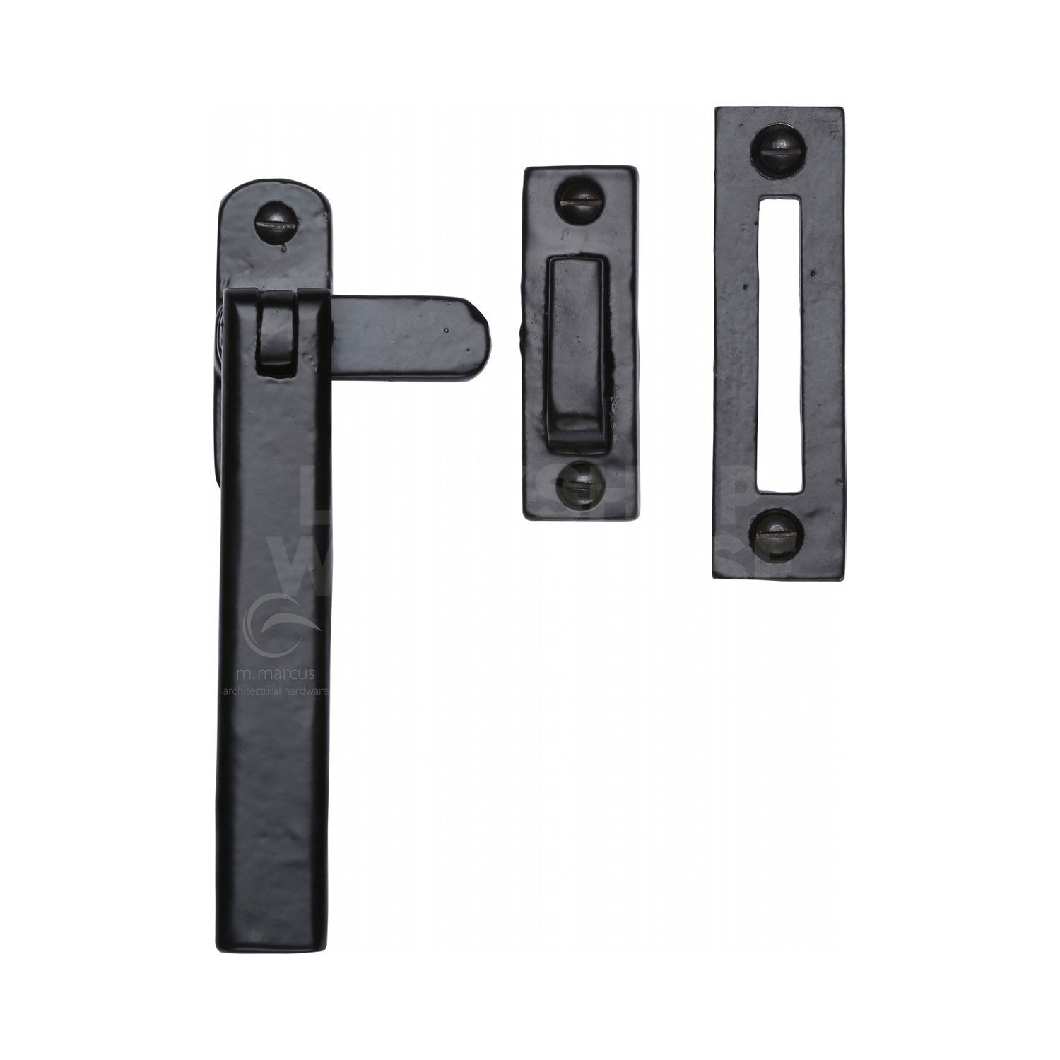 Traditional Matt Black Iron Casement Window Fastener by M Marcus