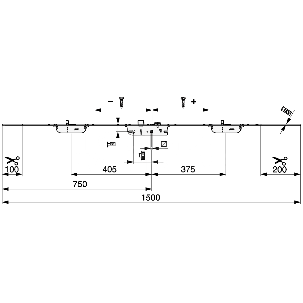 Dimensions Image: MACO Protect Lever Operated Multipoint Lock with Finger Bolt