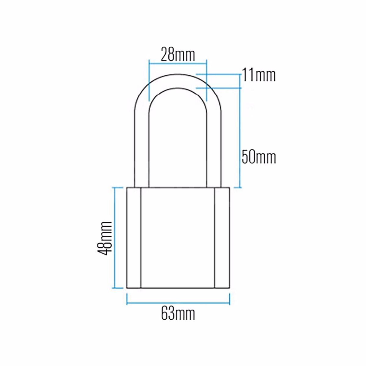 Dimensions Image: ABUS Granit 37/55 Padlock - 50mm Long Shackle