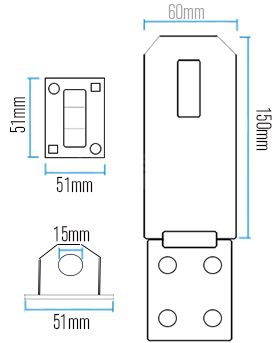 Dimensions Image: ABUS Hasp and Staple 125/150