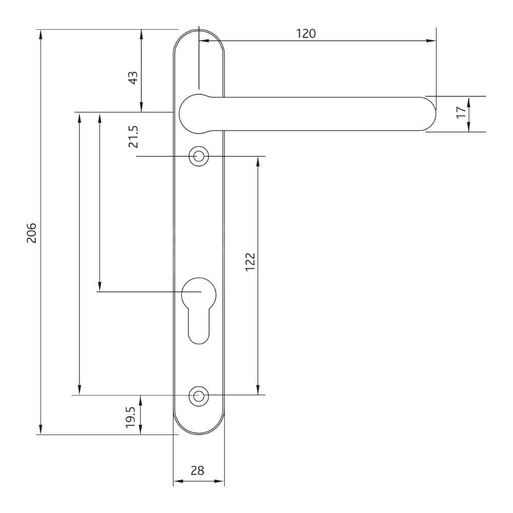 Dimensions Image: Fab &amp; Fix Windsor 92 Lever/Lever Door Furniture