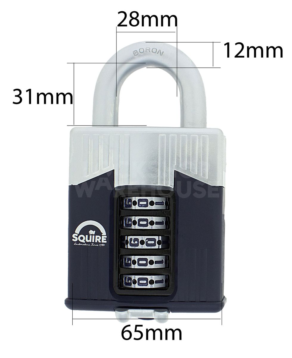 Dimensions Image: SQUIRE Warrior WAR65 Combination Padlock