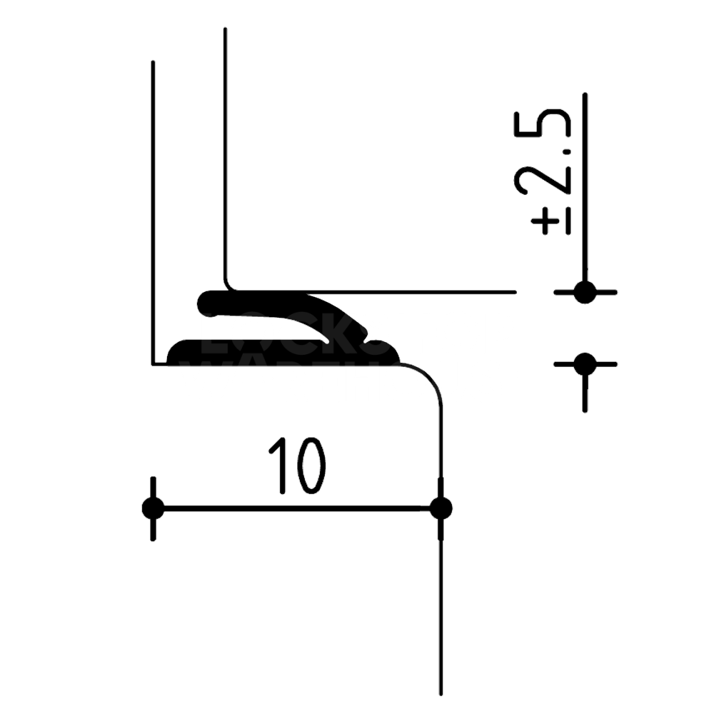 Dimensions Image: DEVENTER Self Adhesive Renovation Draught Strip S 9168A K - Black (1 Metre)