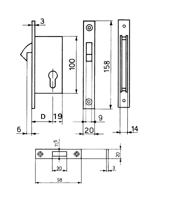 Dimensions Image: CISA 45110 Euro Hookbolt Case