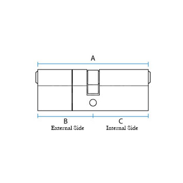 Dimensions Image: ASEC 3 star Kitemarked Euro Double Cylinders