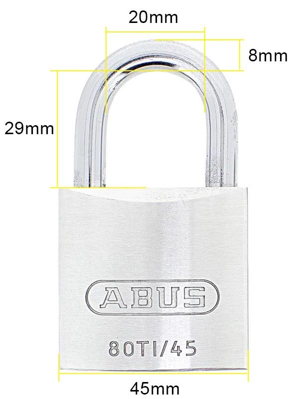 Dimensions Image: ABUS Titalium T80/45mm Padlock