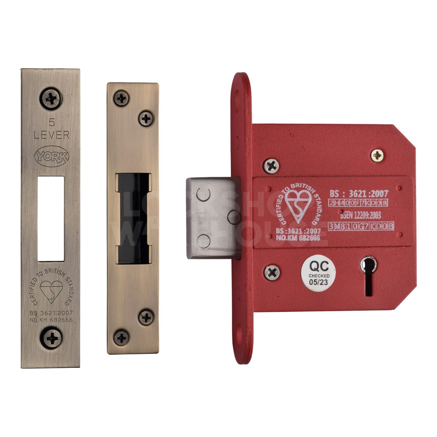York British Standard 5 Lever Deadlock 3"