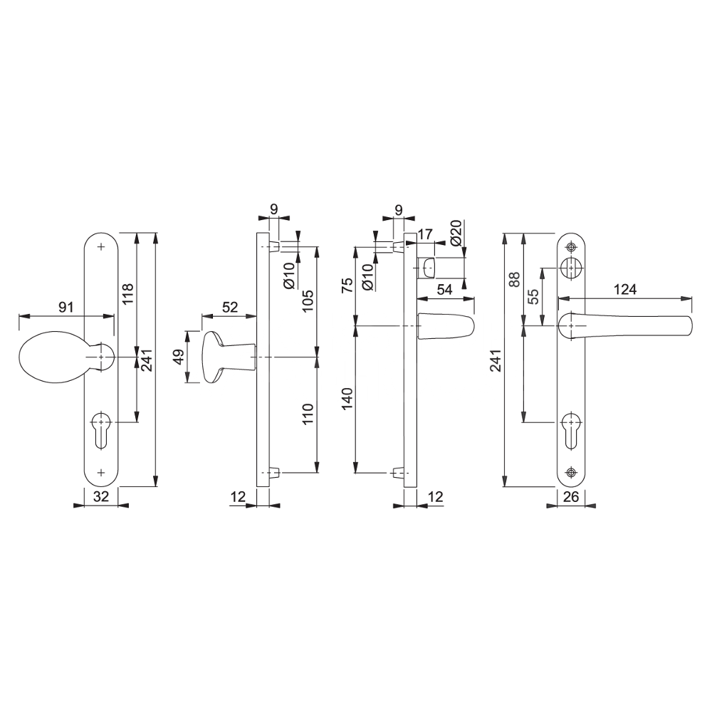 Hoppe Tokyo 76G/3633N/3623N/1710 Lever Pad Door Furniture
