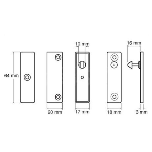 Dimensions Image: Yale P118 Auto Locking Window Lock