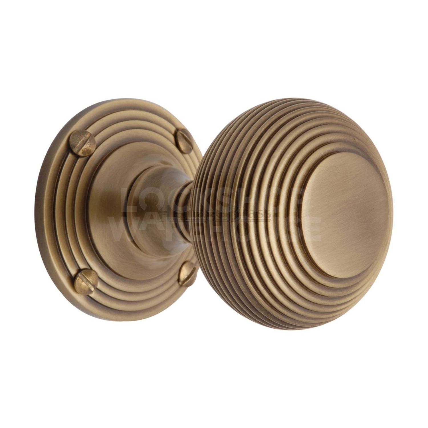 Art Deco Reeded Door Knob (pair) by Heritage Brass