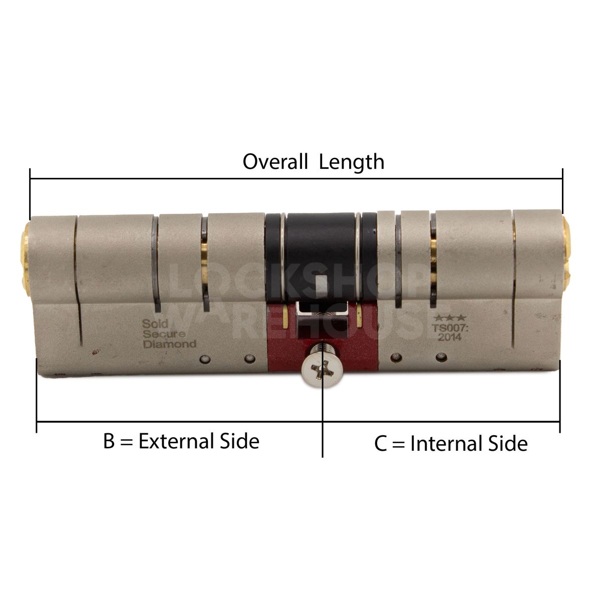 Dimensions Image: Ultion Euro Double Cylinder - WXM Range 3 Star Plus Kitemarked TS007
