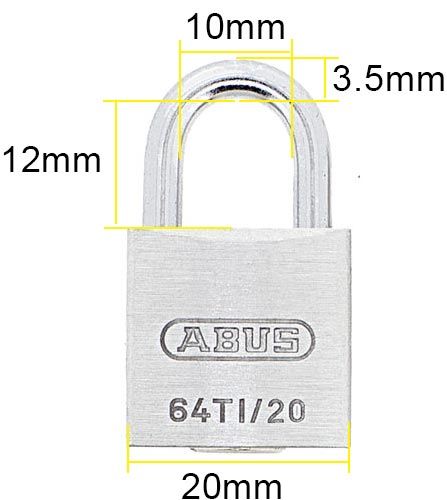 Dimensions Image: ABUS Titalium 64TI/20mm Padlock