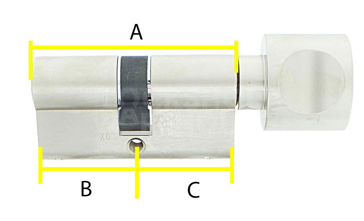 Dimensions Image: APECS 3 Star Kitemarked Euro Thumbturn cylinder - AP range