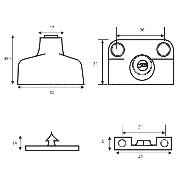 Dimensions Image: ERA 904 Snaplock Window Lock