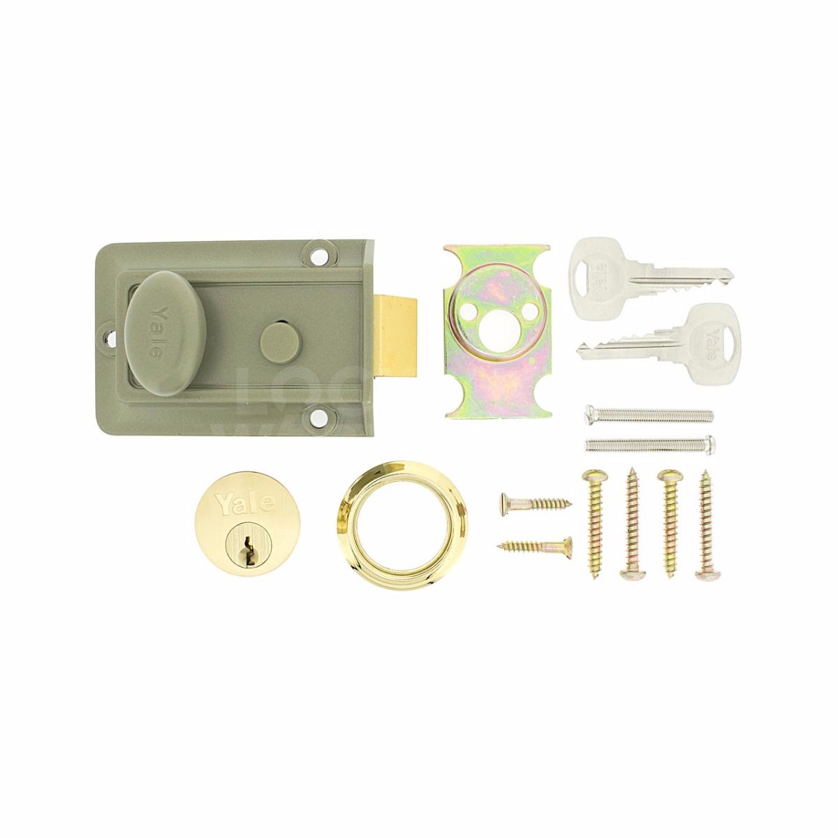 Dimensions Image: Yale 77 Traditional Style Nightlatch 60mm: Reversed Latch