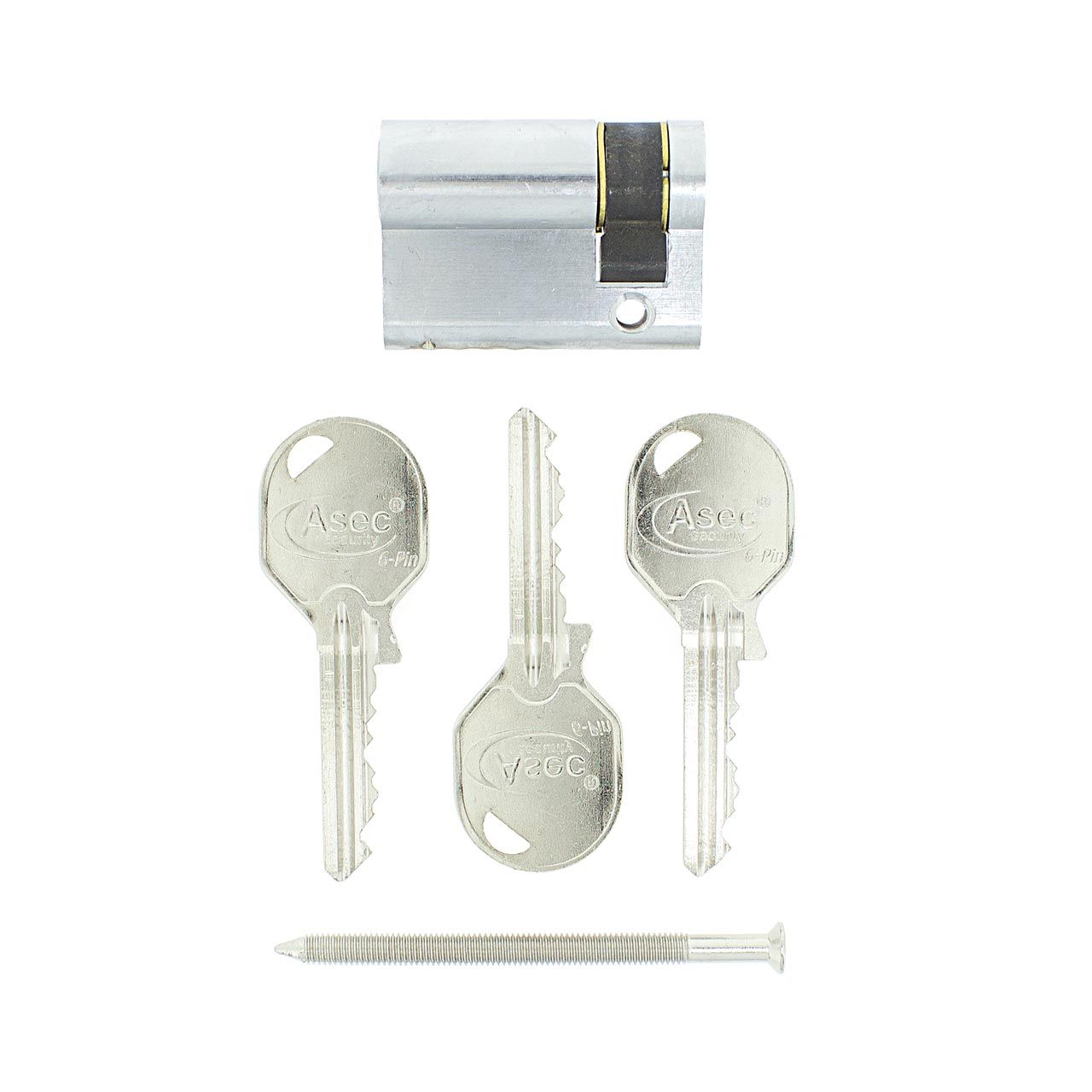 Dimensions Image: ASEC 6 Pin Euro Profile Half Cylinder 5/10/30