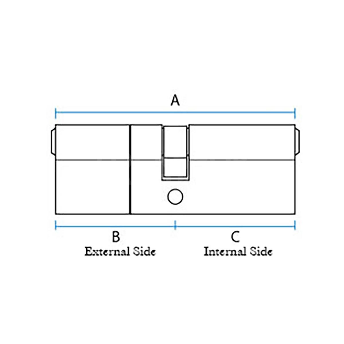Dimensions Image: ABS Euro Double 3 Star Kitemarked Cylinder - Sold Secure Diamond