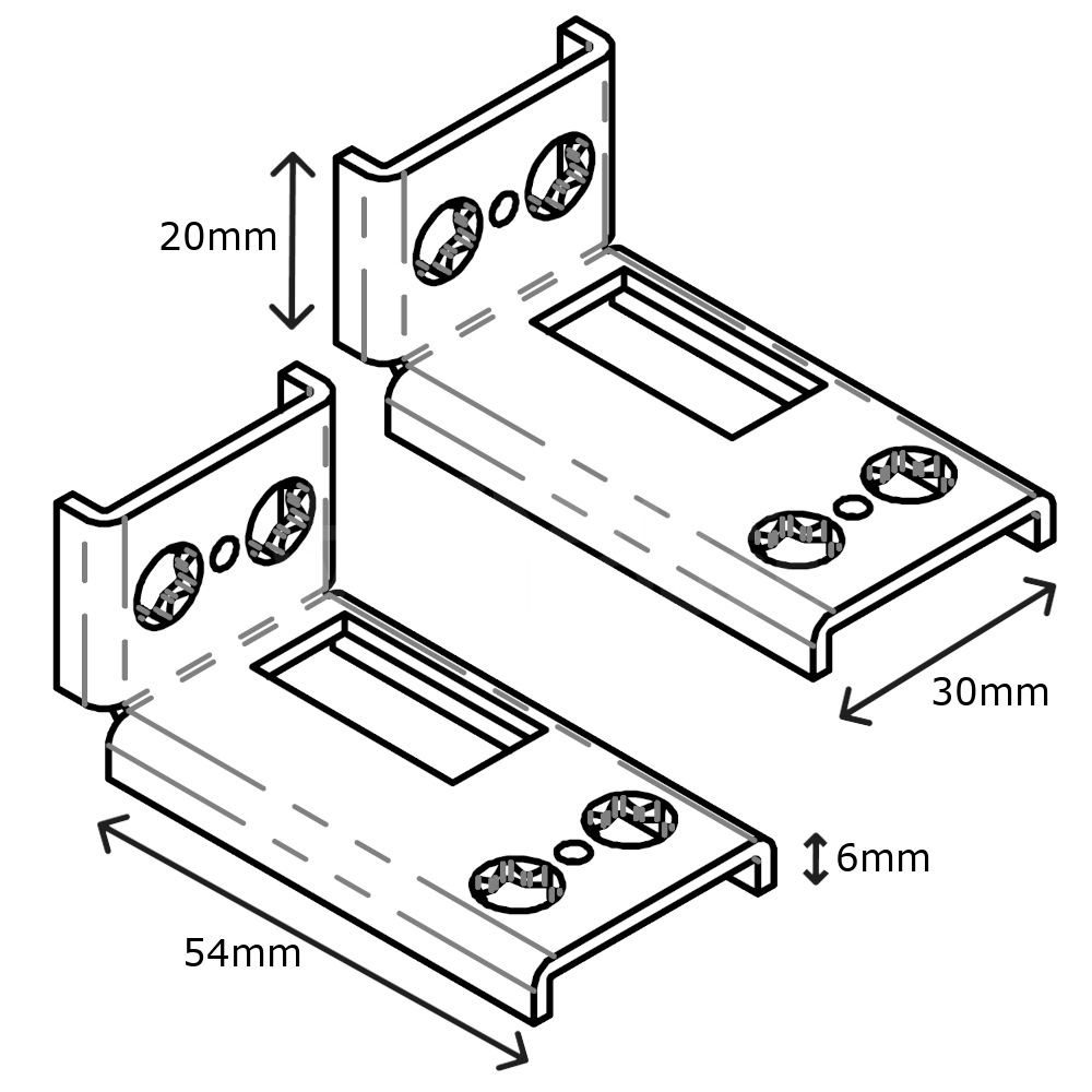 Dimensions Image: KENRICK Excalibur Non-Adjustable Corner Shootbolt Keep EXDRK - 1 Pair EXDRK